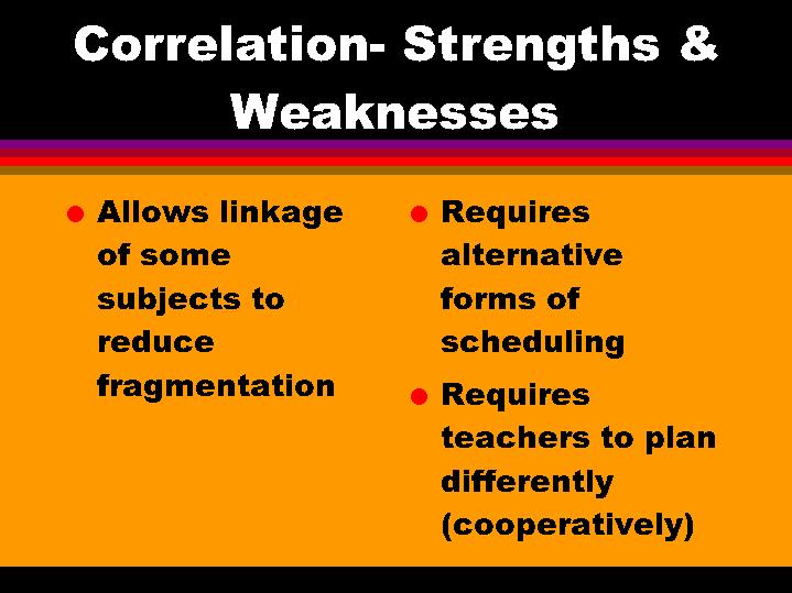 Correlation Strengths & Weaknesses